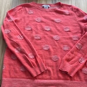 Liz Claiborne Coral Pink Polka Dot Lightweight Sweater